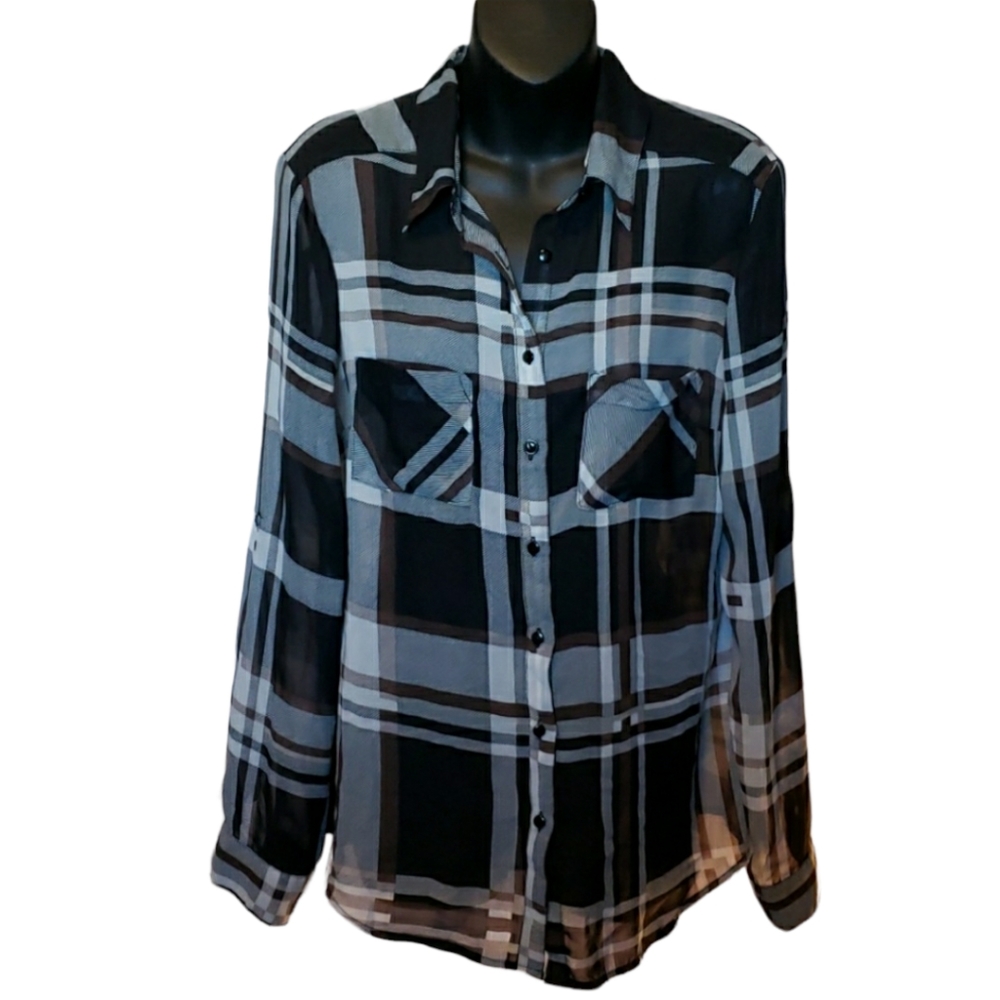 Plaid Semi-Shear Button Up